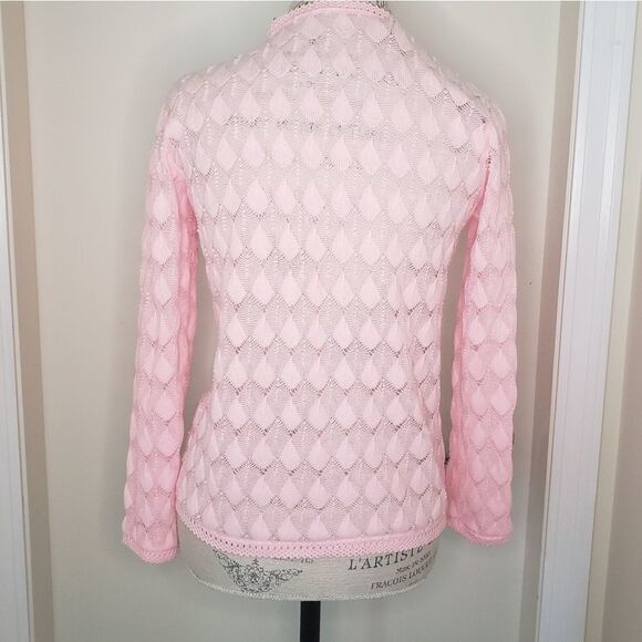 60s pink crochet cardigan - Picture 4 of 5